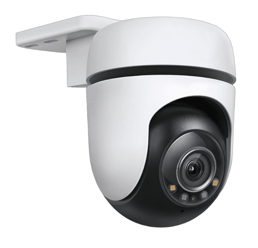 Wired outdoor security camera with wall mount bracket